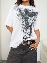 Women's Trendy Street Y2K Gothic Graphic Print Round Neck Short Sleeve T-Shirt Top